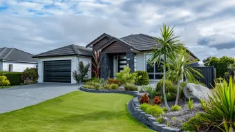 A large house with a lush green lawn in front of it.