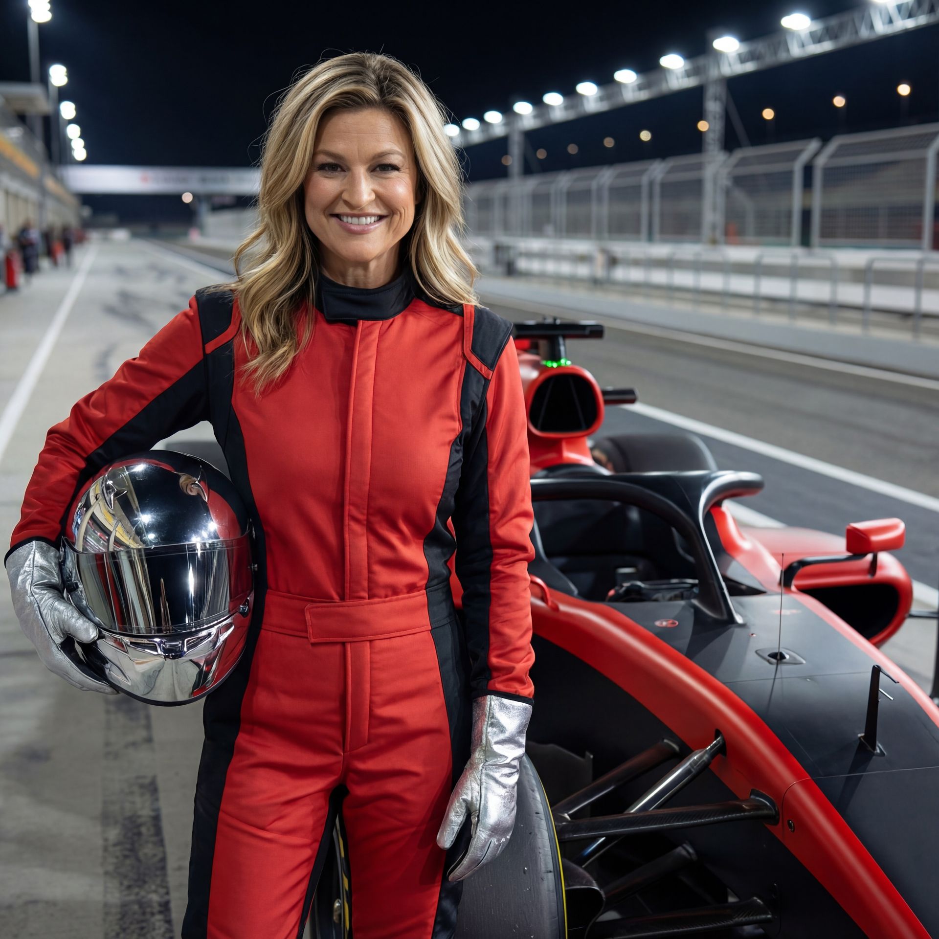 A female AI Generated Formula 1 race car driver