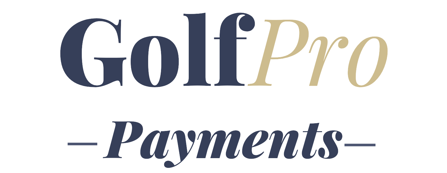 GolfPro Payments logo in navy and gold text on a white background