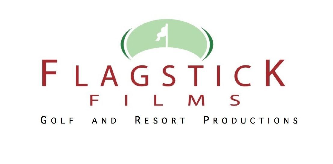 Flagstick Films logo with red text and green golf ball above, “Golf and Resort Productions” below