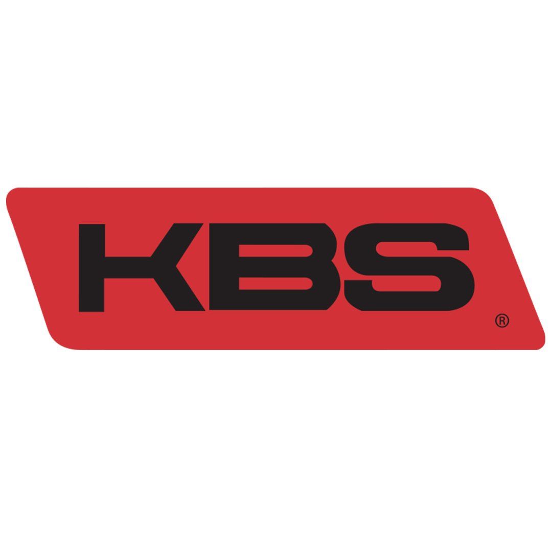 Red KBS logo with black letters on a white background