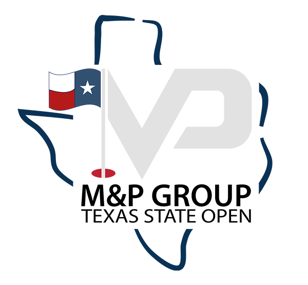 M&P Group Texas State Open logo with Texas outline and red, white, and blue flag detail