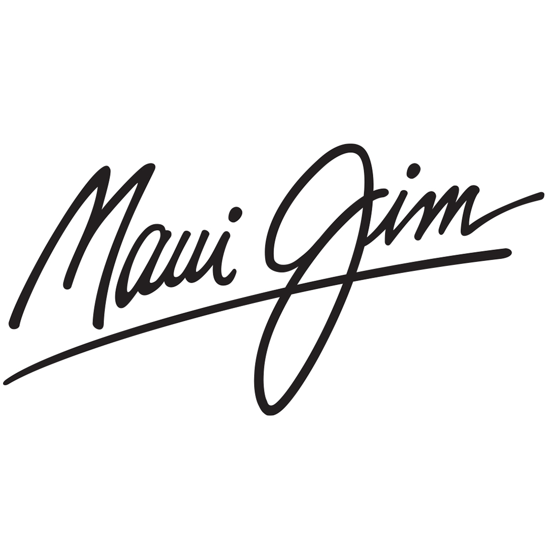 Maui Jim logo in black cursive script with a sweeping underline on a white background