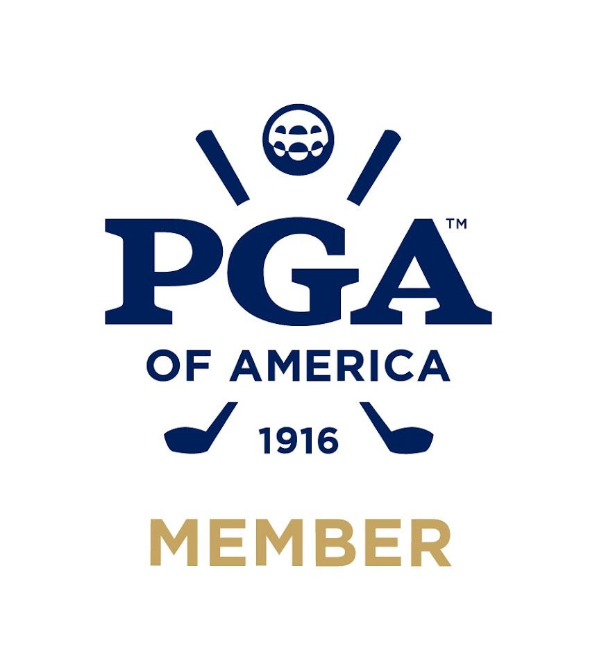 PGA of America Member logo in blue and gold with 1916 text
