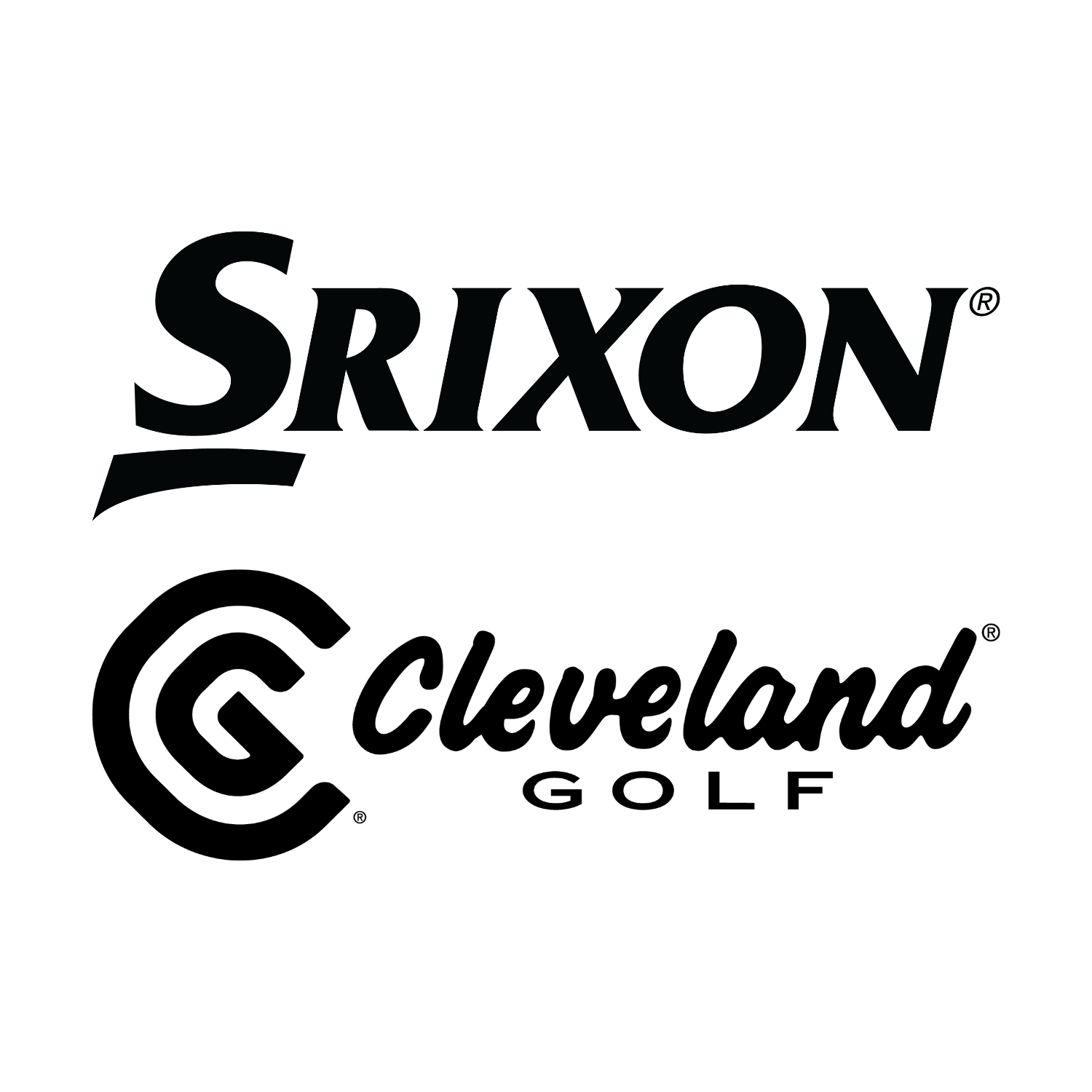 Srixon and Cleveland Golf logos in black on a white background