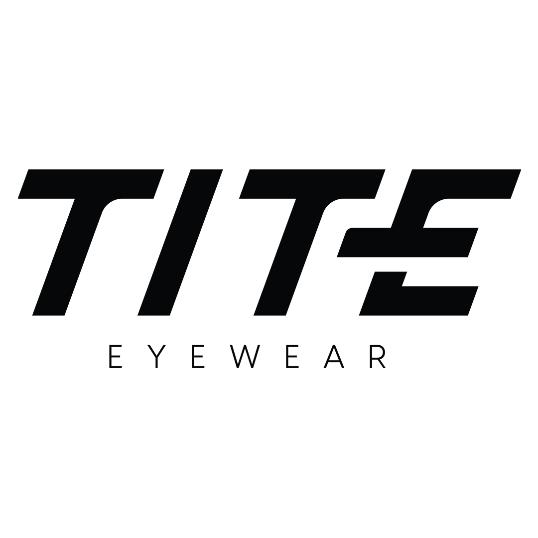 TITE Eyewear logo in bold black text on a white background