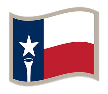 Texas state flag waving, with white star on blue field and red, white, and blue stripes