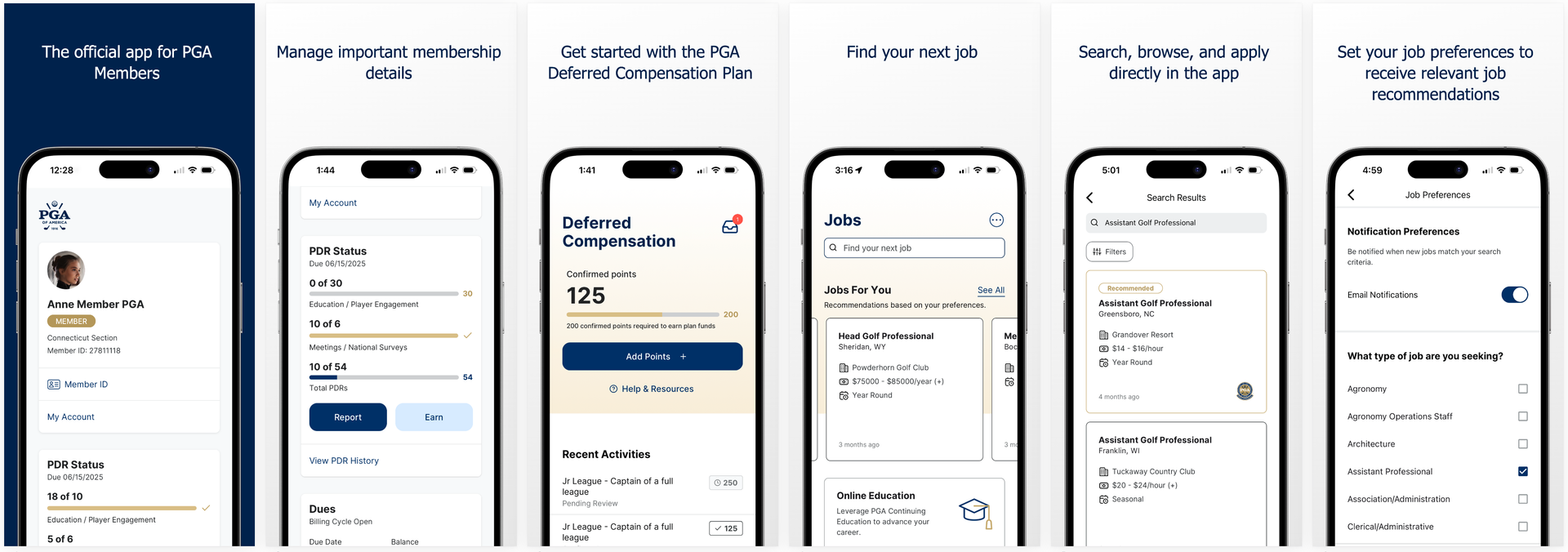 Six mobile app screens showing a step-by-step travel booking or payment flow with white and blue interfaces
