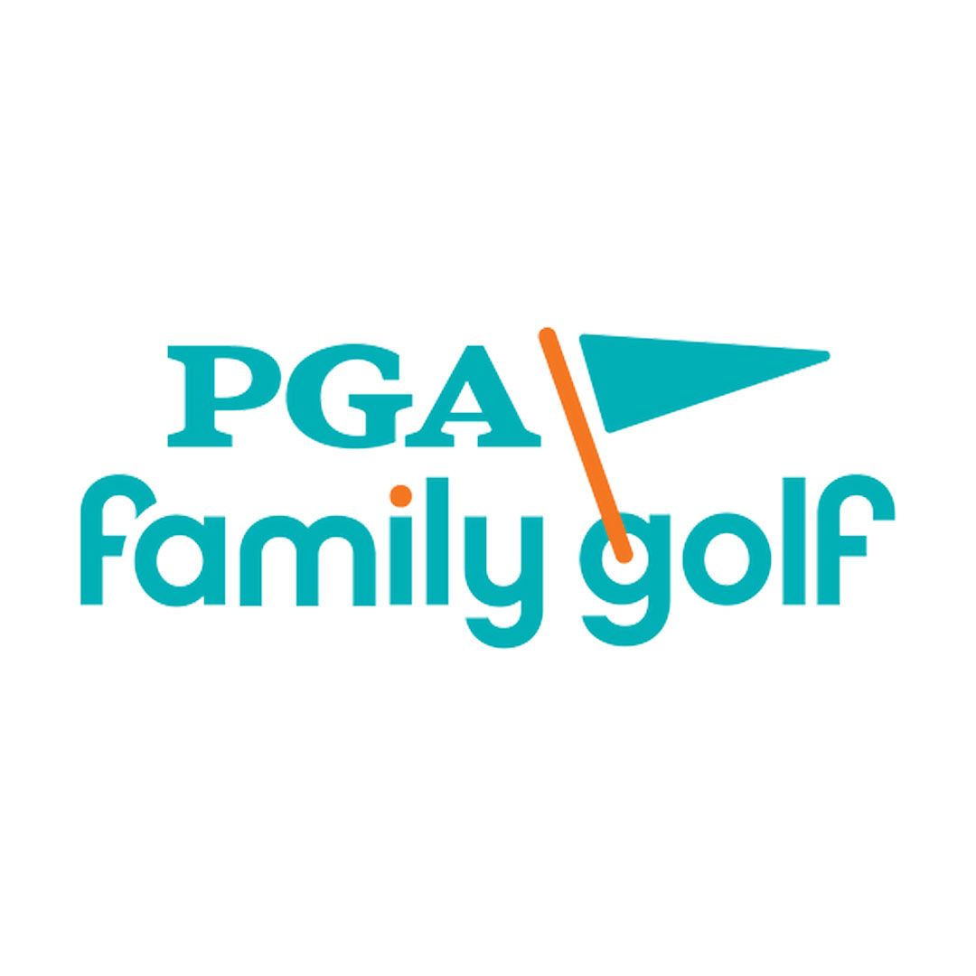 PGA Family Golf logo in teal and orange with a golf flag icon