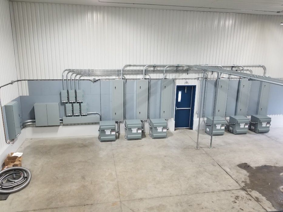 A large room with a lot of electrical equipment in it
