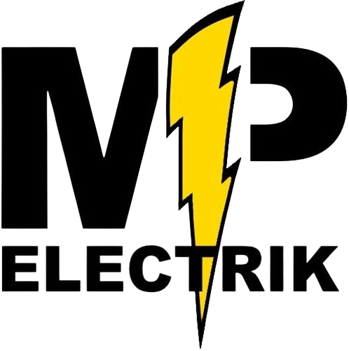 Un logo pour mp electric avec un éclair au milieu.
