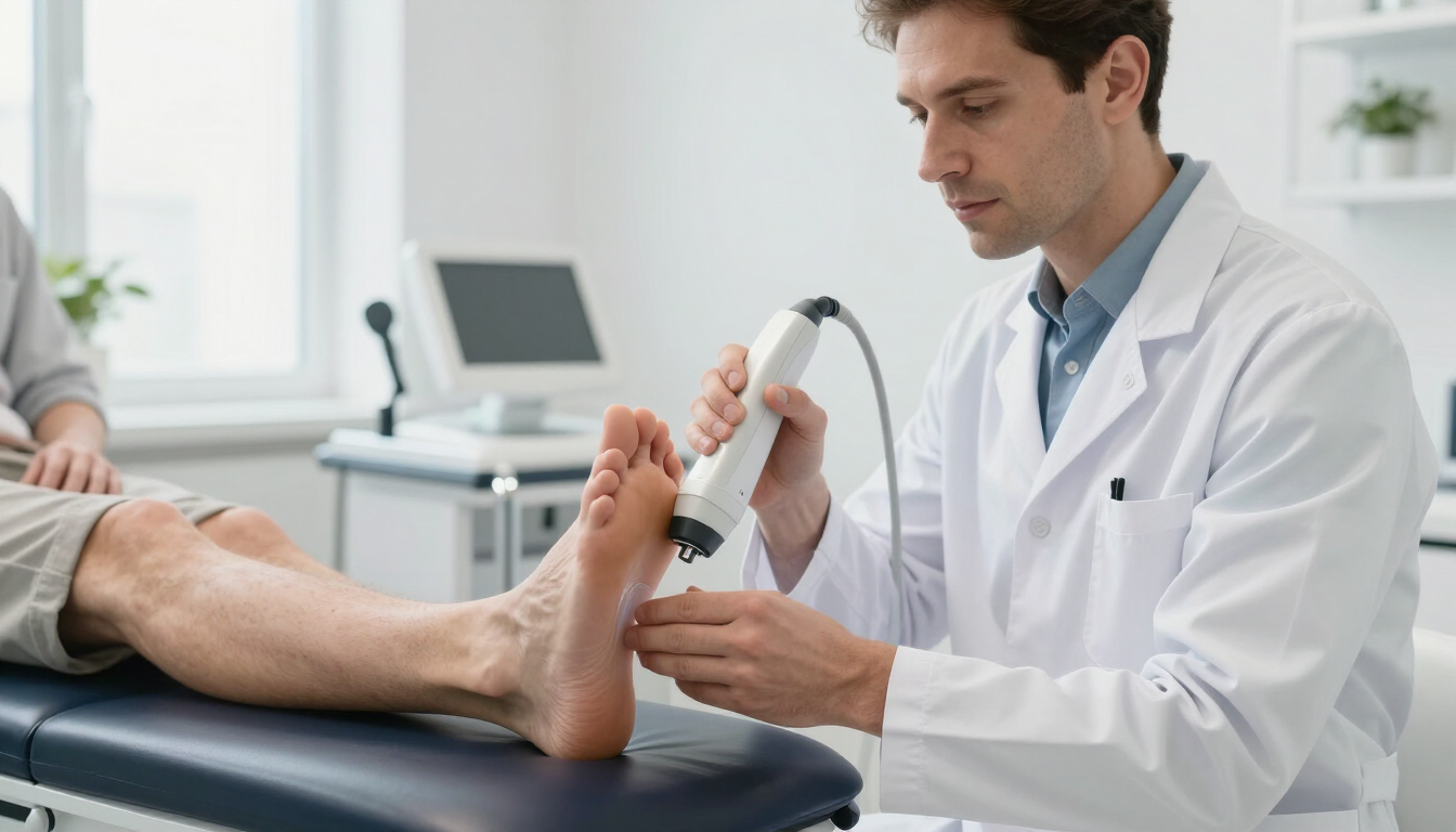 Podiatrist performing a foot scan