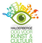 Eye logo with splashes of art elements, text: