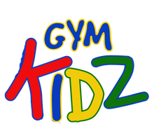 Colorful “GYM KIDZ” logo with playful red, blue, yellow, and green lettering