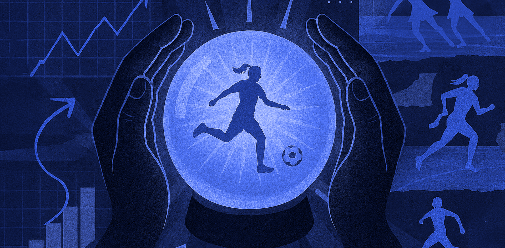 Hands around a glowing crystal ball.