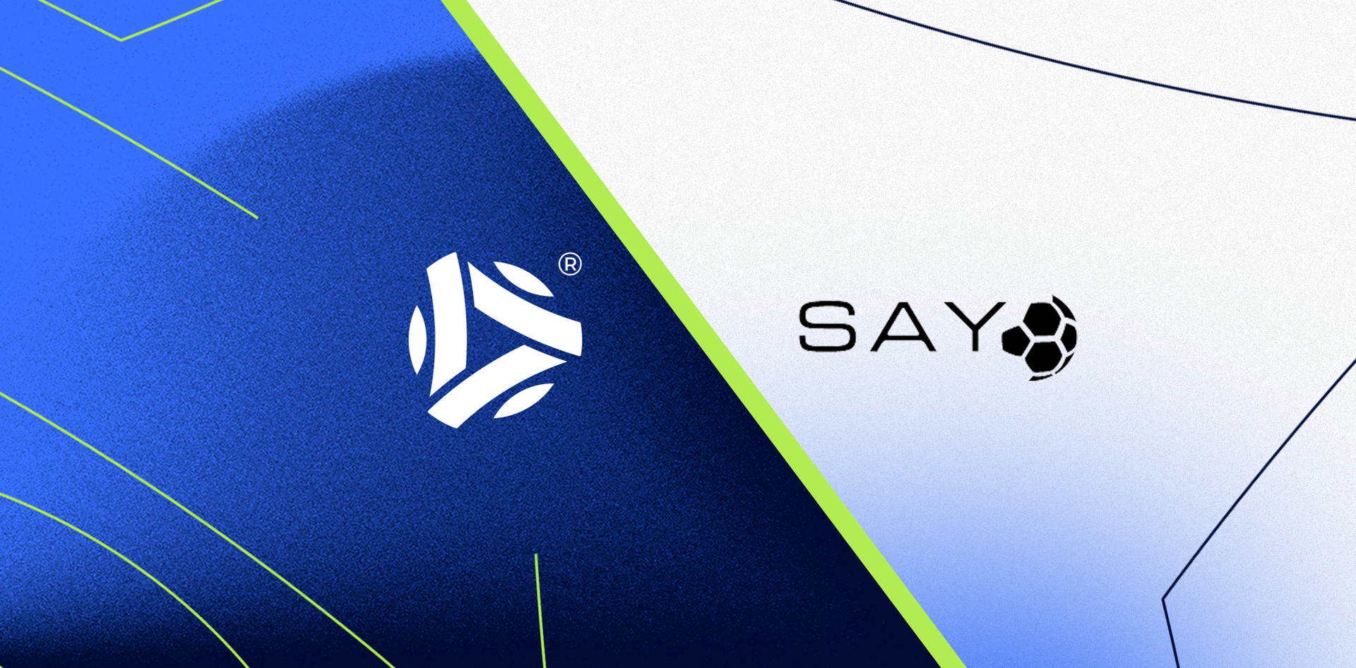PlayMetrics and SAY Soccer logos on branded background
