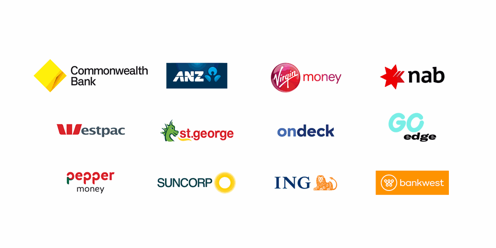 A bunch of bank logos on a white background