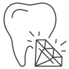 Un dessin au trait d'une dent contenant un diamant.