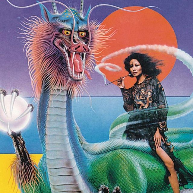 Graphic with dragon and lady