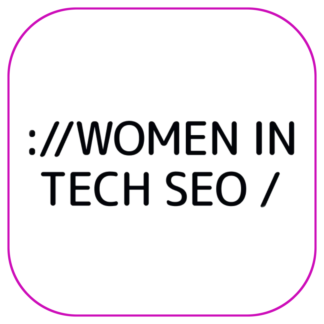 A square icon with rounded pink corners containing the black text