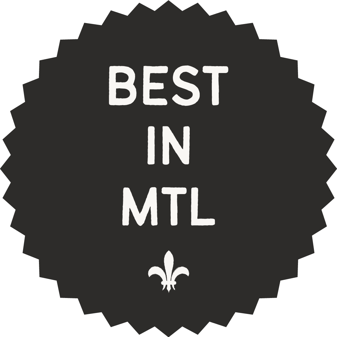 A black and white sticker that says best in mtl