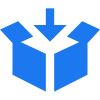 A blue box with two arrows pointing down.