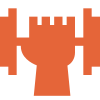 A silhouette of a hand with a castle in the background.
