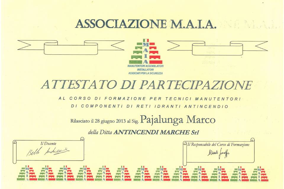 Attestato di partecipazione