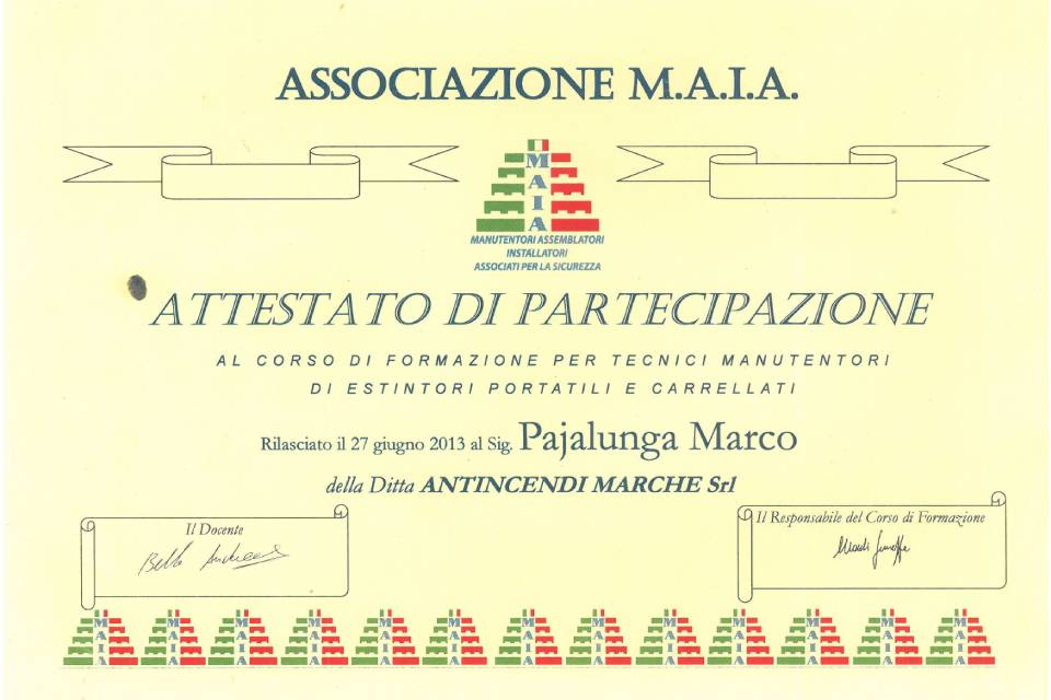 Attestato di partecipazione