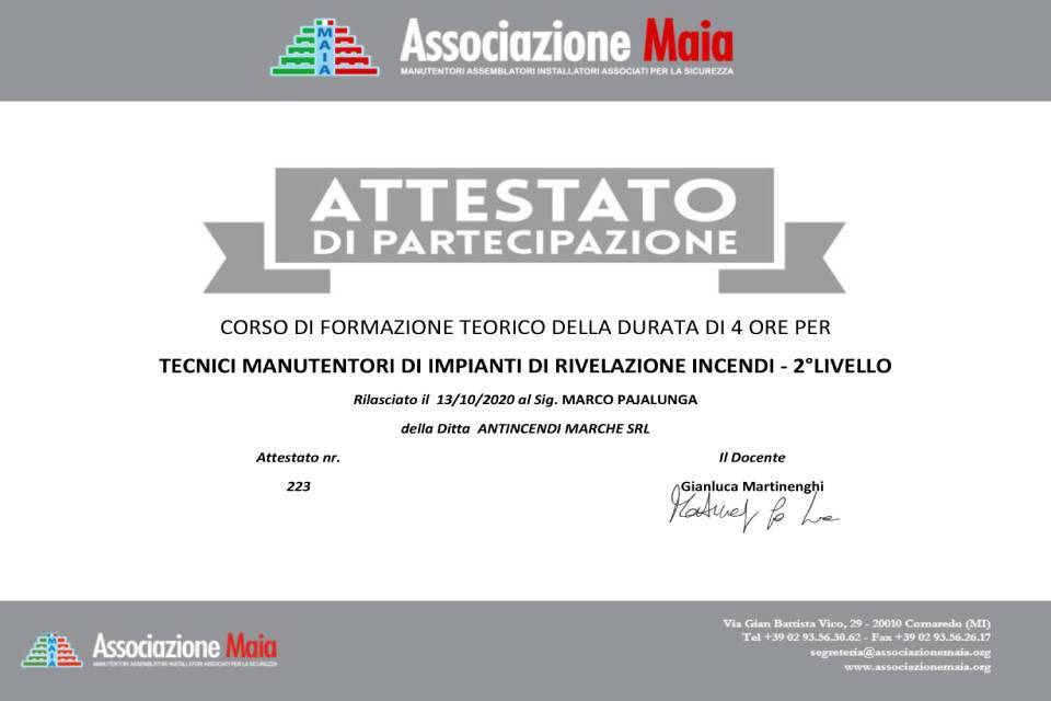 Attestato di partecipazione