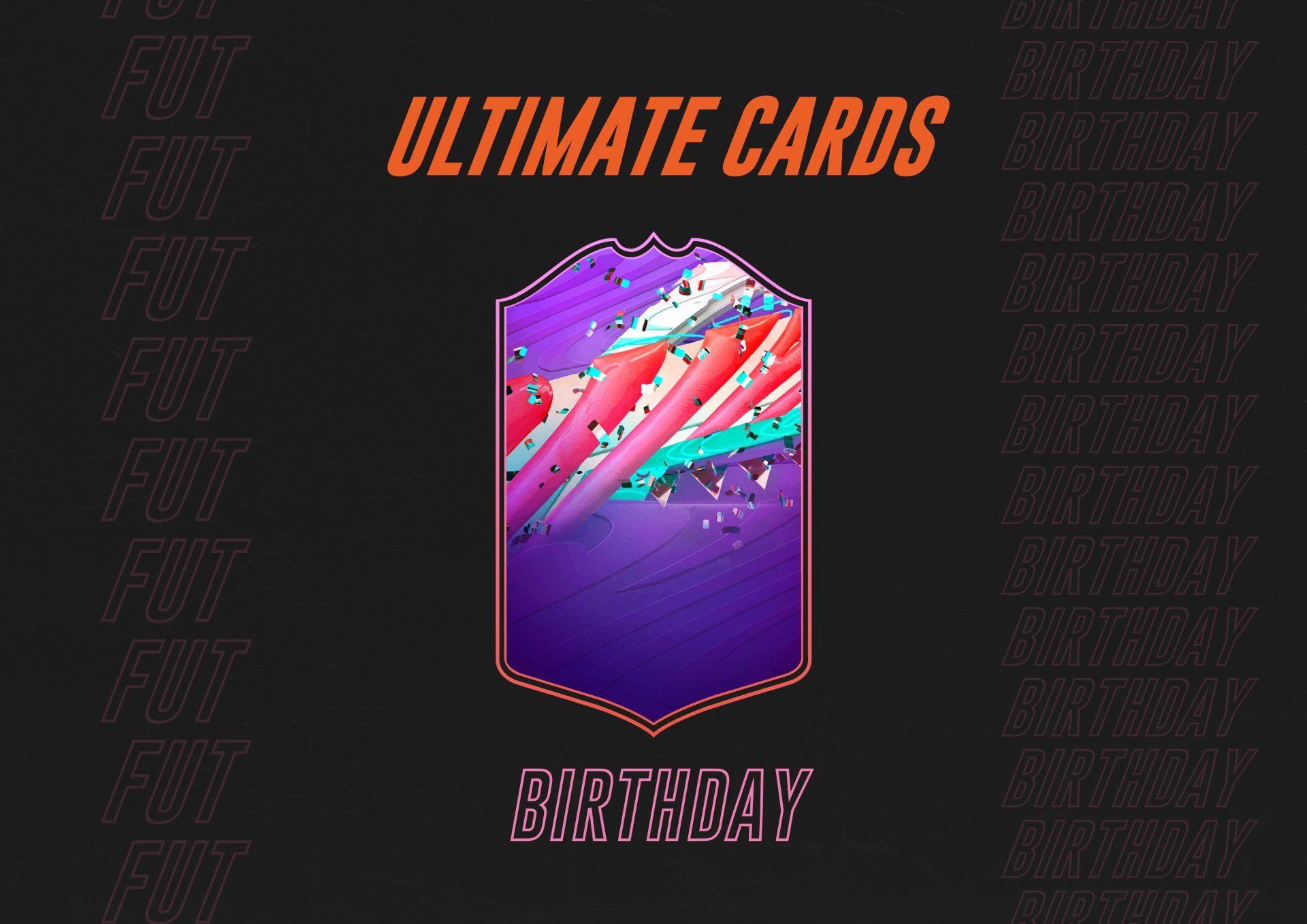 Paarse en witte Ultimate Cards verjaardagspromotie in een FIFA Ultimate Team-wedstrijd.