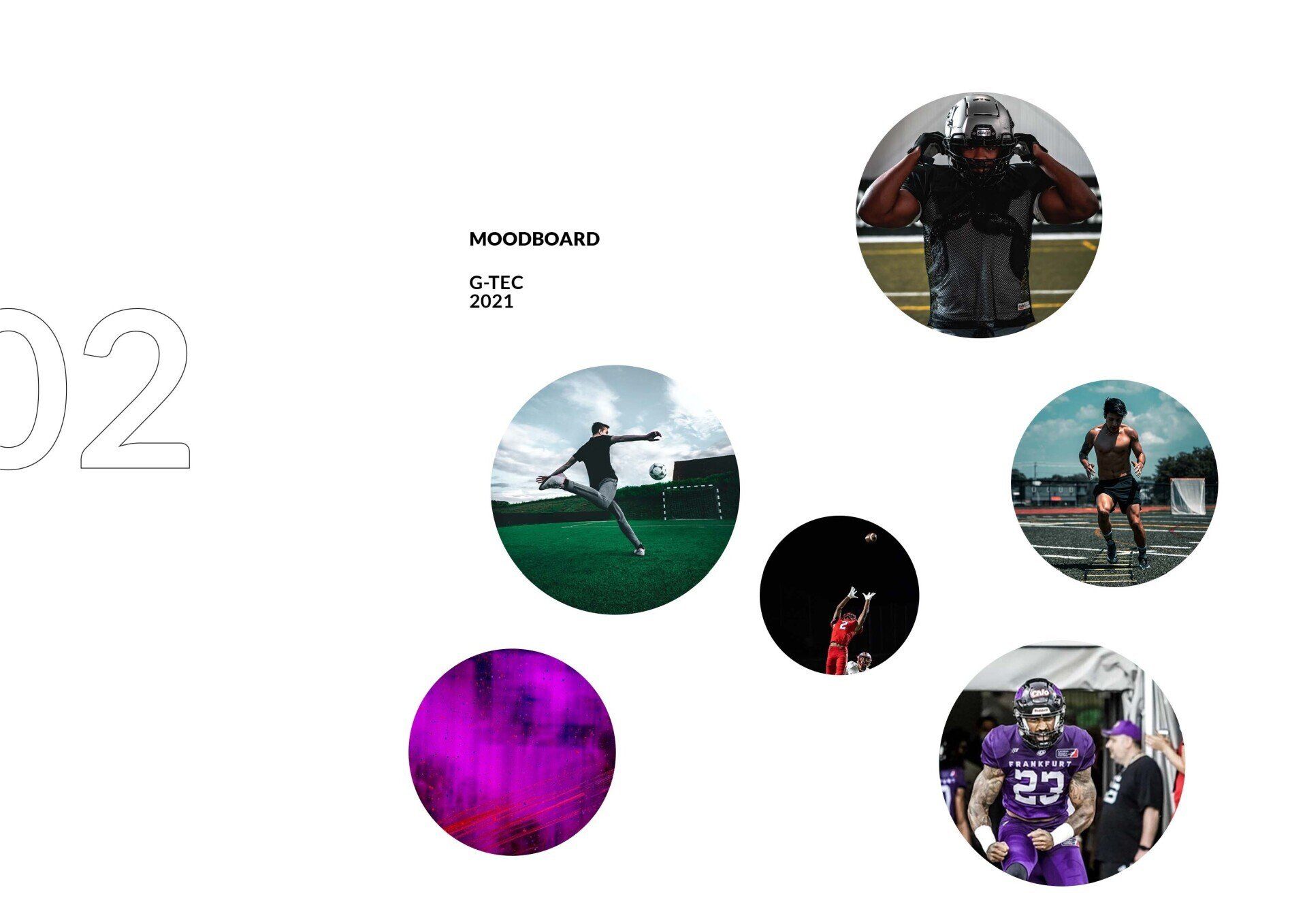 Atleten in cirkels, waaronder American football, voetbal en atletiek, tegen een witte achtergrond met de tekst