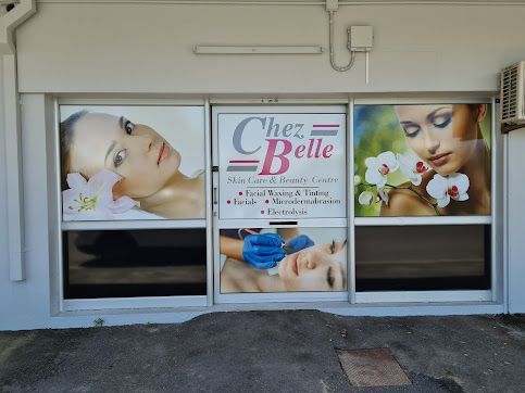 A Store Front With A Sign That Says Chez Belle — Chez Belle Skin Care & Beauty Centre in Pimlico, QLD
