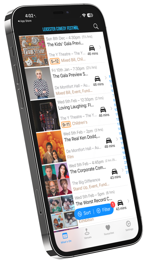 Smartphone displaying a list of events.