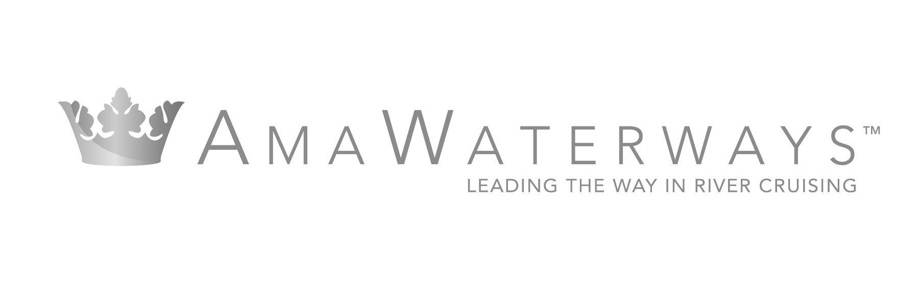 A logo for ama waterways with a crown on it.