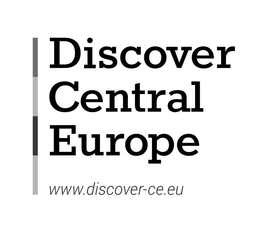 The logo for discover central europe is black and white.