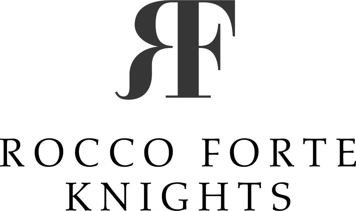 The logo for rocco forte knights is black and white.