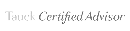 Tauck Certified Advisor logo in light gray serif text on a white background