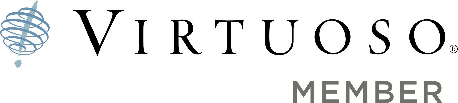 A virtuoso member logo on a white background