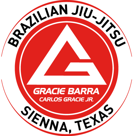 Gracie Barra Brazilian Jiu-Jitsu logo with red circle and white triangle, Sienna, Texas