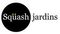 Um logotipo para squash jardins em um círculo preto sobre fundo branco.