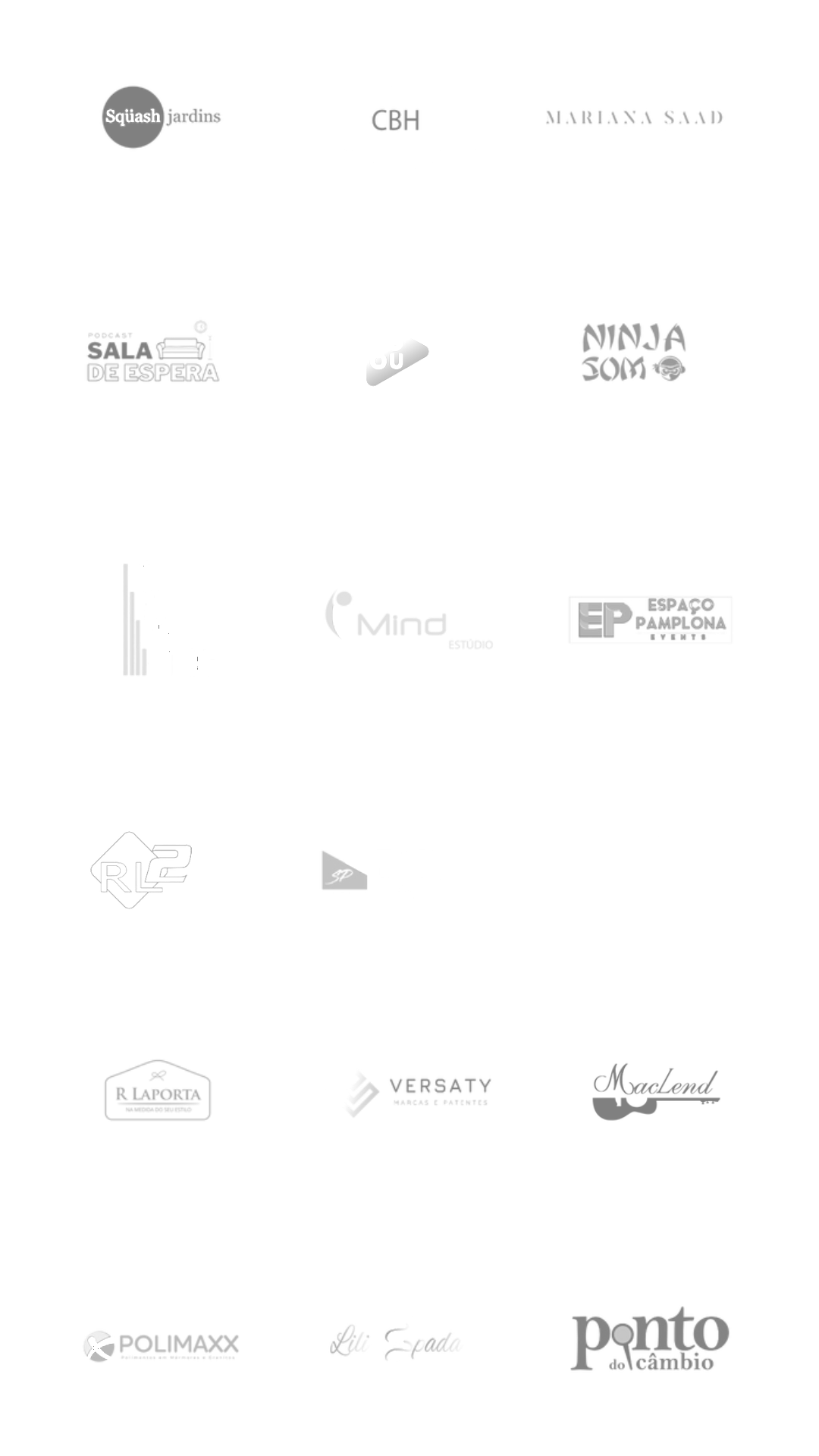 Um monte de logotipos em um fundo branco.
