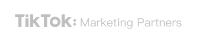 Um logotipo para parceiros de marketing do tiktok é exibido em um fundo branco.