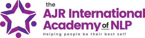 The AJR International Academy of NLP logo in purple with a star icon and tagline.