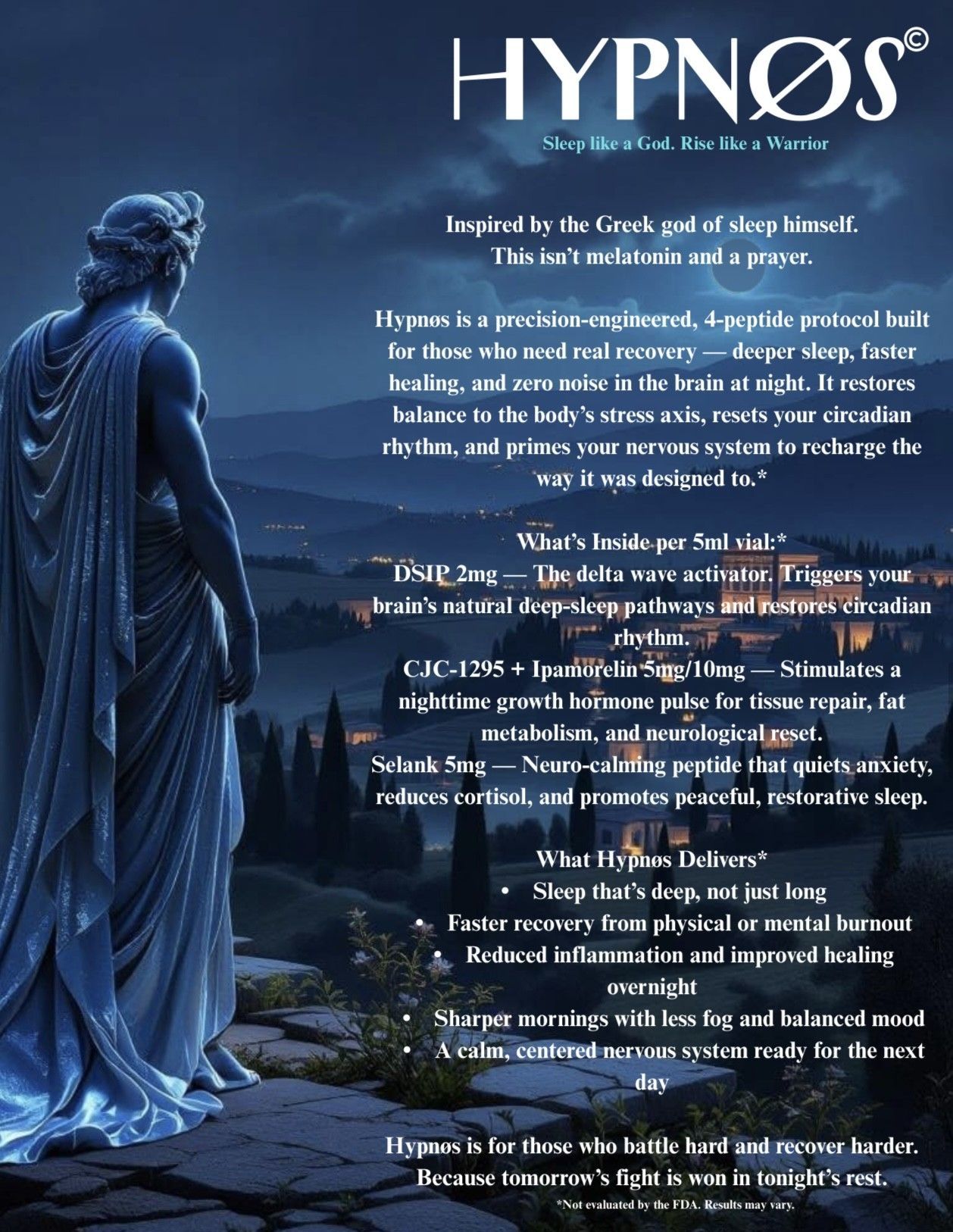 Inspired by the Greek god of sleep himself. This isn't melatonin and a prayer. For people who need real recovery.