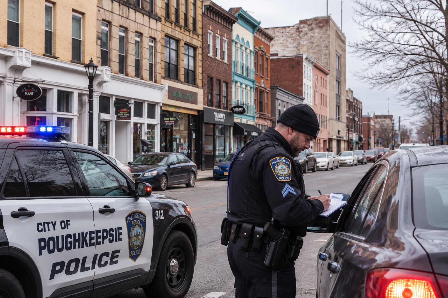 City of Poughkeepise police giving a ticket