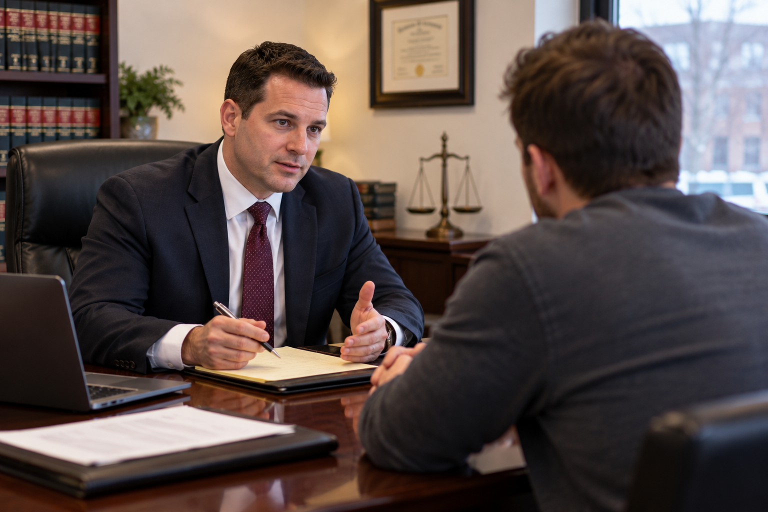 Attorney consulting with a client about criminal defense
