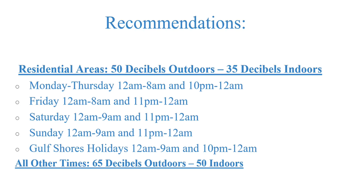 Gulf Shores Decibel Suggestion 