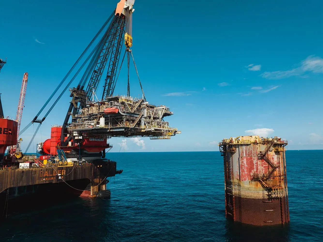 A rig being decommissioned A rig being decommissioned