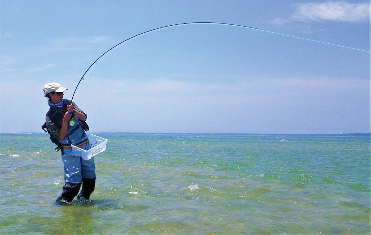 Fly fishing at beach in gulf shores